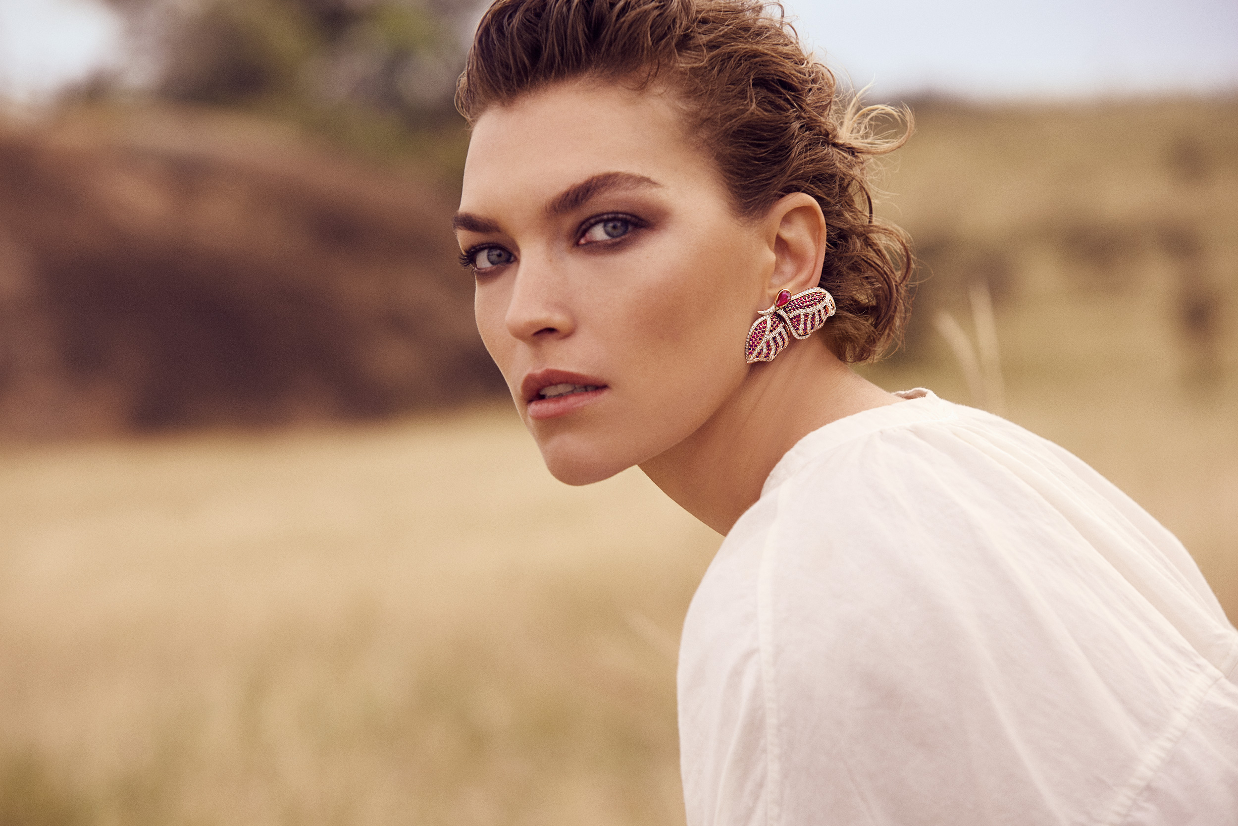 Image Credits: ‘Walk For Giants’, photography by Francesco Carrozzini, creative direction by Riccardo Ruini, shot on location at Enasoit Game Sanctuary, featuring Fehmida Lakhany X Gemfields Butterfly Earrings
