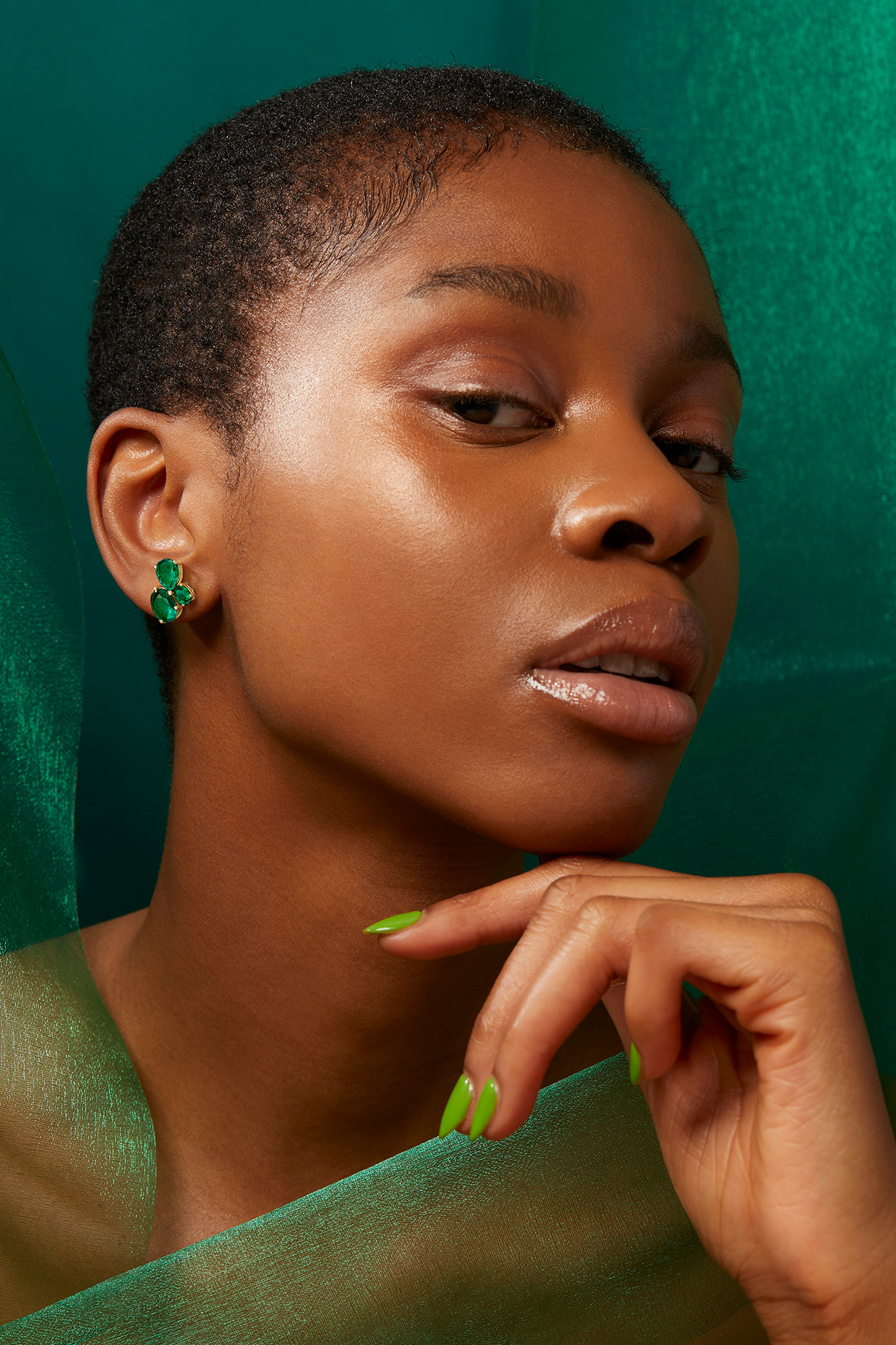 Cacti Emerald Stud Earrings Gemfields