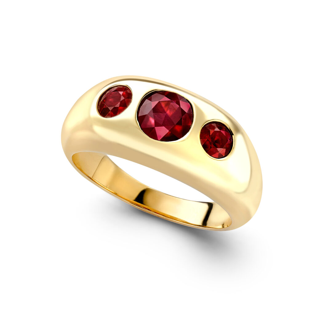 Three hot sale ruby ring