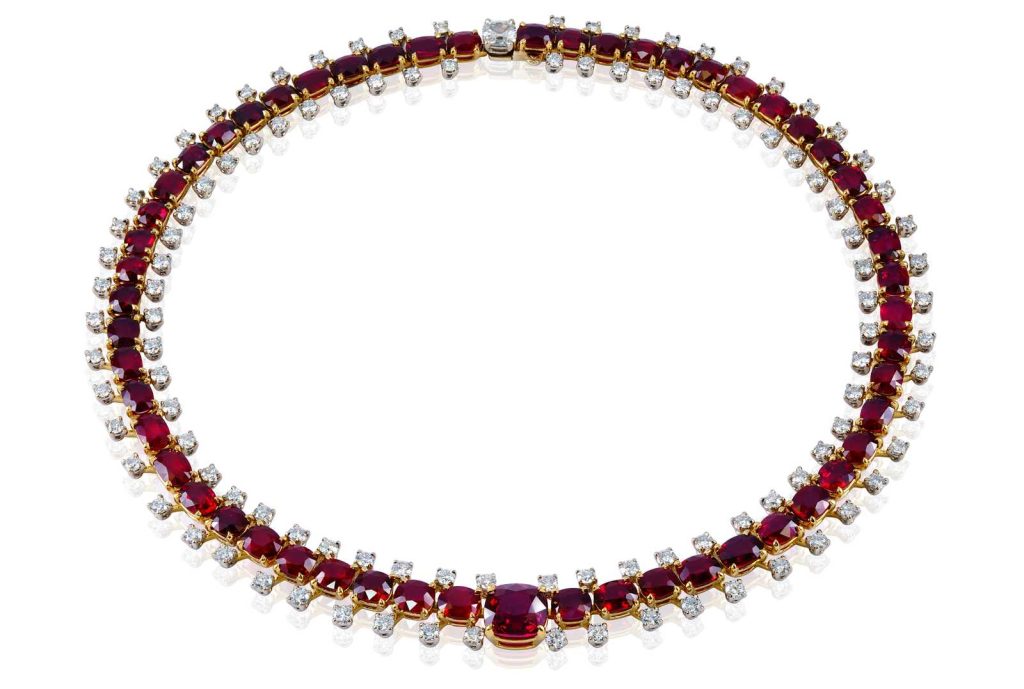 Vintage 1.15ct Ruby and 0.80cttw Diamond, 18k White Gold
